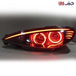 چراغ جلو پژو ۲۰۶ طرح گلس ابرو قرمز - Image 2