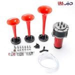 بوق اسپرت خودرو, بوق سه لول شیپوری, بوق شیپوری سه لول قرمز, بوق شیپوری گازی, بوق شیپوری ماشین, بوق شیپوری موزیکال, بوق موزیکال سه لول